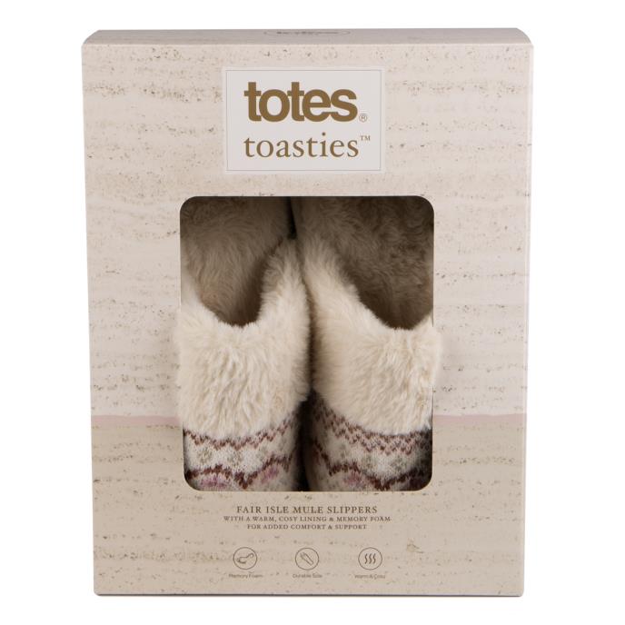 totes toasties® Ladies Fair Isle Knit Mule Slippers Fairisle Extra Image 7